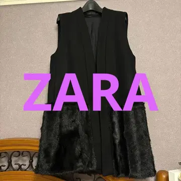 ZARA WOMAN 블랙 퍼 베스트