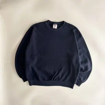 짧은 기장 XL 90s JERZEES USA제 무지 맨투맨 페이드 네이비