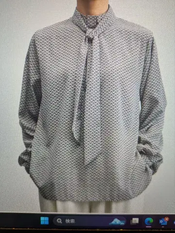 소주 체인 패턴 보타이 블라우스 M