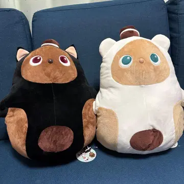 2종 블랙 화이트 LOVOT 봉제 인형 BIG3 라보 곰 귀 화이트