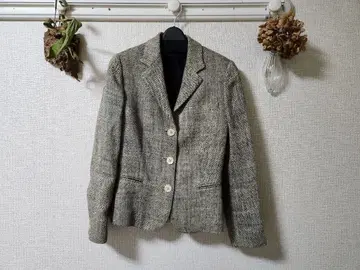 헤링본 무늬 그레이 테일러드 자켓