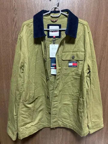 타미힐피거 진스 카키 데님 자켓 M 사이즈 주름 있음 새상품 미사용