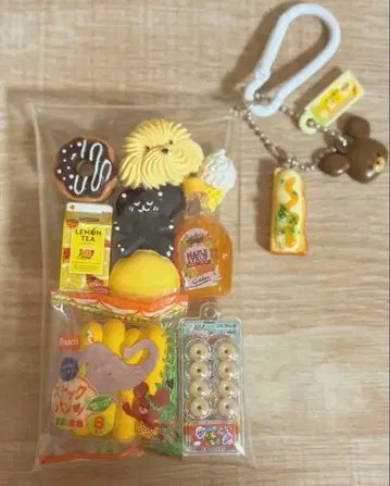 가챠 파우치 브라운 초코 빵 오렌지 세트