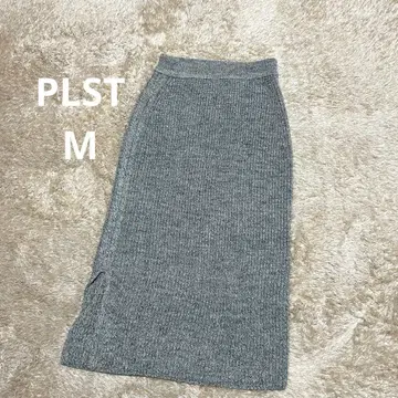 PLST 리브 타이토 롱 스커트 그레이 M 사이즈