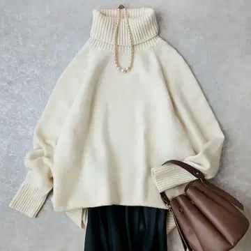 새상품급 23구 고급 메리노울 캐시미어 벌키 터틀넥 니트 38