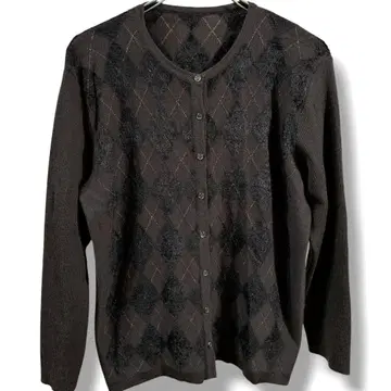 삼키상사 다이아 무늬 아가일 가디건 짙은 갈색 긴팔 이탈리아제 M 고급