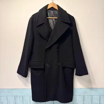 [울 혼방] H&M 더블 브레스트 코트 블랙 사이즈 48 피코트