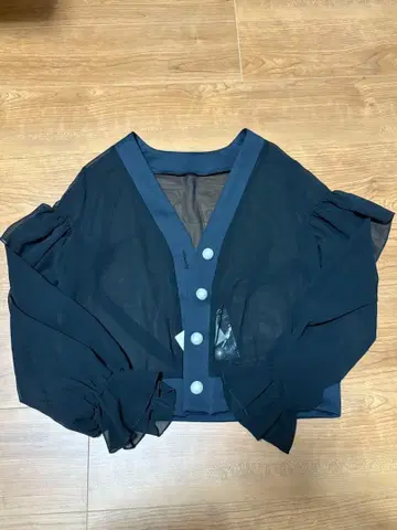 [미사용 새상품] resil 시스루 블랙 긴팔 가디건 9호