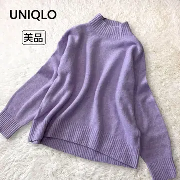 유니클로 새상품급 수플레얀 모크넥 스웨터 울 혼방 퍼플 M