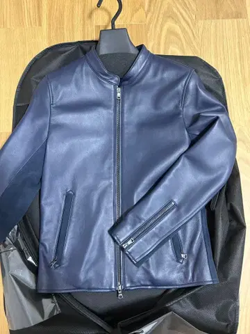 DUFFER INDIGO 네이비 가죽 라이더 자켓