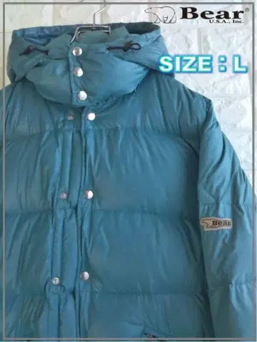 00s 베어 USA 후드 부착 다운 자켓 파랑