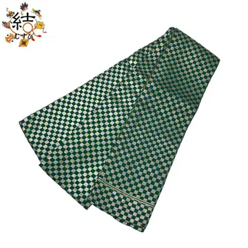 MO-3584 남성용 오비 체크 패턴 금은사 무용 춤 푸른색