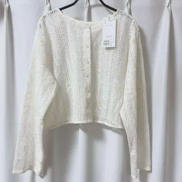 디스코트 2WAY 메쉬 선 패턴 풀오버 레이스 가디건 새상품