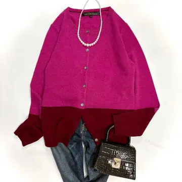 새상품급 그린 라벨 릴랙싱 가디건 캐시미어 100 바이컬러 38