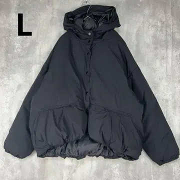 충전솜 밑단 볼륨 블루종 블랙 후드 다운 자켓풍 겨울