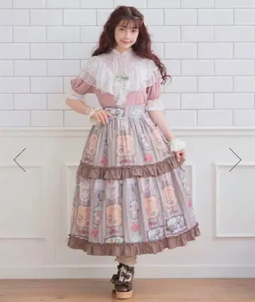 axes femme kawaii 티티 x 베어 패밀리 스커트 브라운