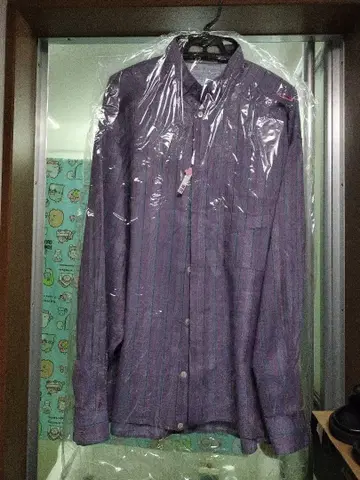 보라색 스트라이프 긴팔 셔츠 미사용