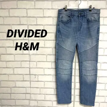 무골 H&M DIVIDED 바이커 스키니 데님 리브 절개 슬림 청바지