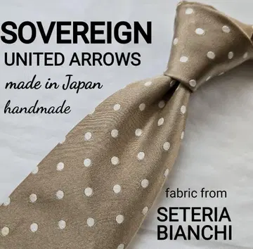 새상품급 SOVEREIGN 도트 실크 넥타이 베이지 일본제