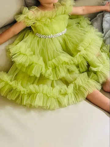 그린 프릴 드레스