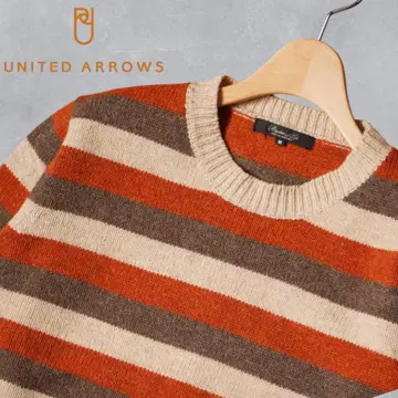 J323@ UNITED ARROWS 보더 니트 스웨터 M 오렌지
