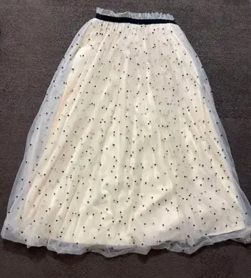 스팽글 장식 볼륨 롱 스커트 S