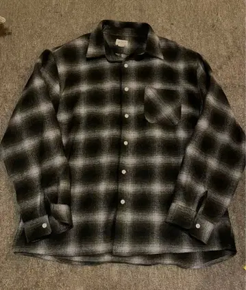 Bachers 블랙 그레이 체크 무늬 플란넬 셔츠 L