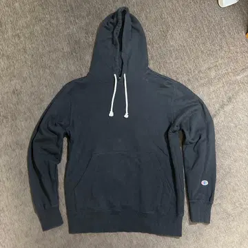 Champion 블랙 후드 부착 후드티 S