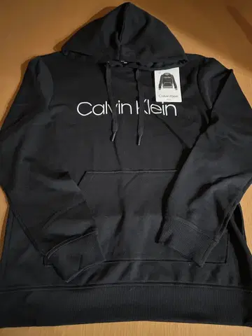 Calvin Klein 블랙 후드 부착 후드티