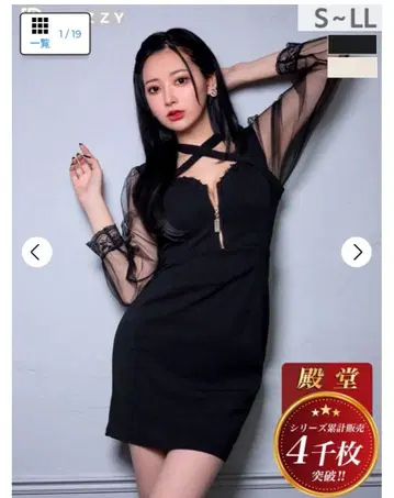 시스루 소매 블랙 드레스