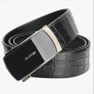 크로커다일풍 블랙 벨트 구멍이 없는 벨트 자동 조정 비즈니스 기프트