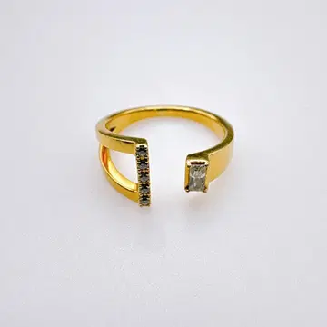 [ Jouete ] 골드 컬러 오픈 링 silver925 에메랄드 컷