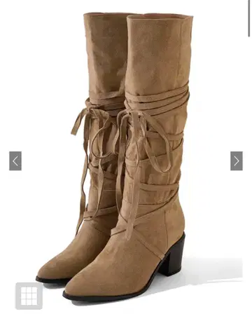 레이스업 스웨이드 롱 부츠