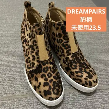 DREAMPAIRS 레오파드 무늬 스웨이드풍 슬립온 부츠 새상품급