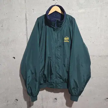 구제 의류 Gary Lang 짙은 녹색 로고 자수 웜업 나일론 자켓