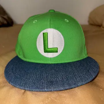 USJ 루이지 캡 L 로고 포함 그린 데님 캡