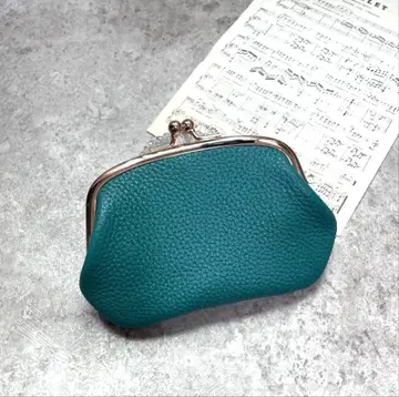 모자 가마구치 미니 지갑 소가죽 피콕 그린