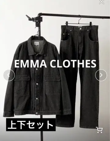 [ 셋업 ] 오버 사이즈 데님 자켓 & 와이드 스트레이트 데님 팬츠 M