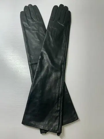 여성용 블랙 롱 그로브 48cm 가죽 장갑 양가죽