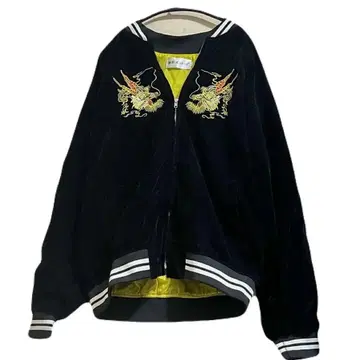 스카잔 자수 블랙 용 아우터 뒷면 소매 자수 구제 의류