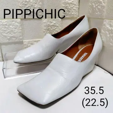 피피 시크 35.5 (22.5) 화이트 가죽 스퀘어토 통굽