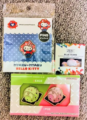 먀쿠먀쿠 헬로키티 & 할로 핀 배지 세트 Expo 스티커 덤