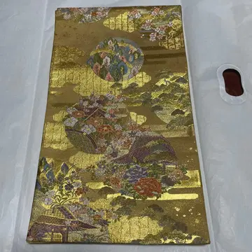 골드 컬러 바탕 꽃무늬 소나무 후쿠로 오비