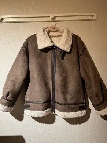 브라운 인조 모피 무스탕 코트 M 사이즈