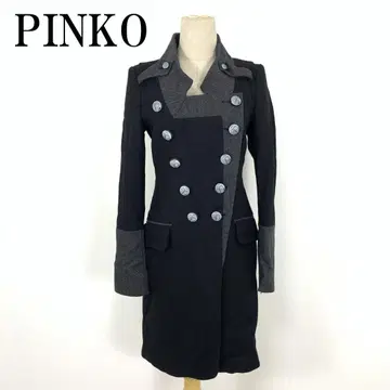 LA8838 PINKO 핑코 롱 코트 블랙 울 100% USA4