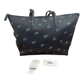 라코스테 홀리데이 코팅된 캔버스 악어 프린트 토트백
