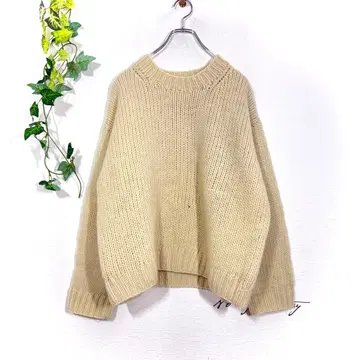 무인양품 울 100% 볼륨 니트 스웨터 두꺼운 원단 XXS-S