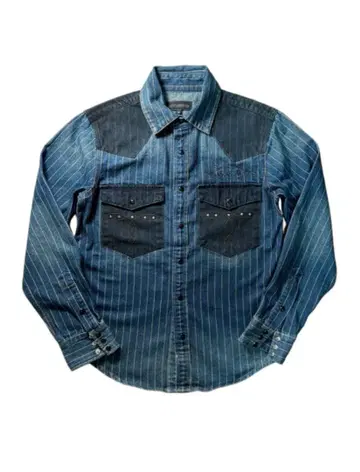 Gain tip design 데님 히코리 셔츠