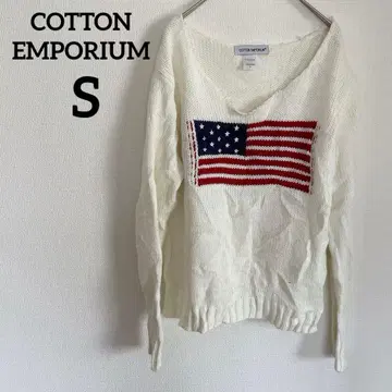 COTTON EMPORIUM [ S ] 미국 국기 니트 화이트