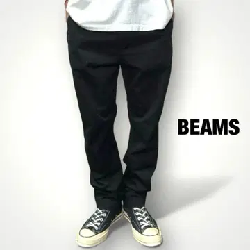 BEAMS 빔즈 스트레치 테이퍼드 치노 트라우저 블랙 XL